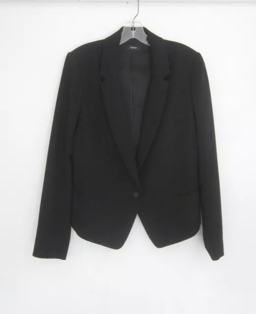 Theory Robiva R2 Modern Crepe Jacket Blazer 10 Black Tuxedo Styling 2