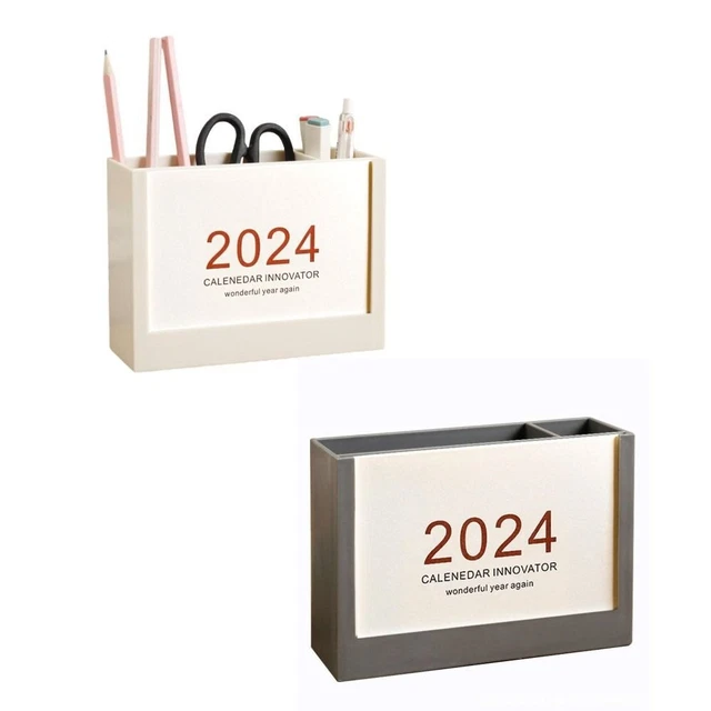 2024 DESK CALENDAR Pencil Holder Simple Desktop Storage Pen Holder