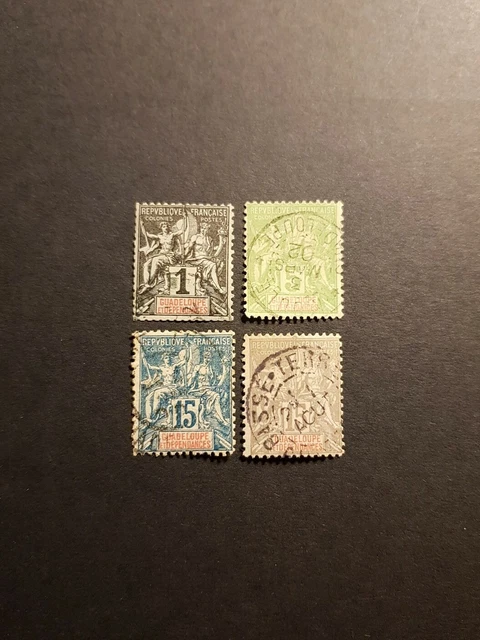 Timbre France Colonie Guadeloupe N°27/32/40/42 Oblitéré 1892