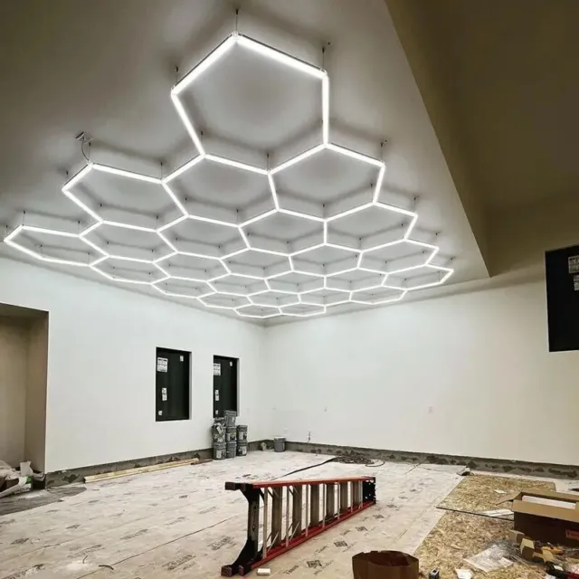 Panal hexagonal iluminación LED lámpara tubos taller garaje pared techo lámpara