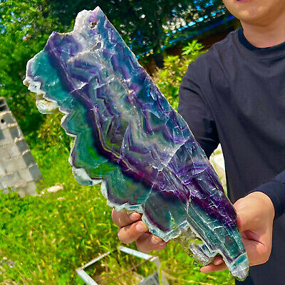 3.13LB Natural beautiful Rainbow Fluorite Crystal Rough stone specimens cure