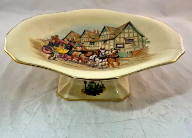 VTG. Royal Winton Small Dish on A Pedestal  Made In England Stagecoach Village