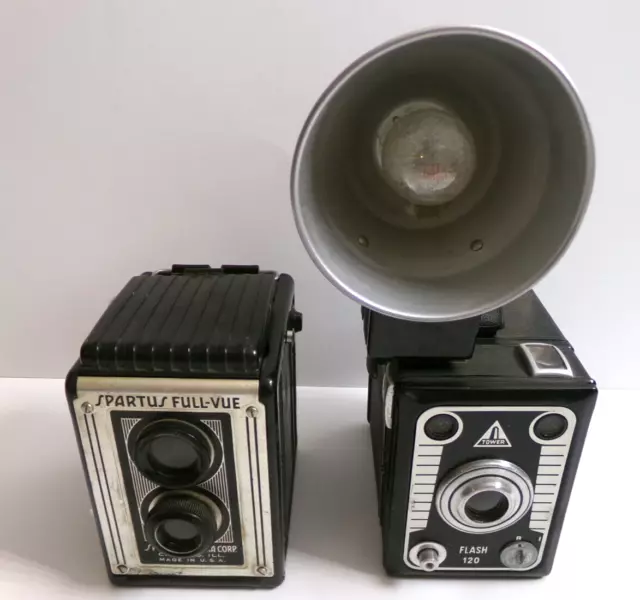 ¡Lote de cámaras de visión superior vintage Spartus Full-Vue Box and Tower 120!
