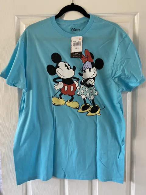 Disney Mickey And Minnie Light Blue T-shirt Size Large