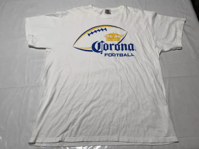 Corona Beer Football White T Shirt Mens XL Fruit Of The Loom