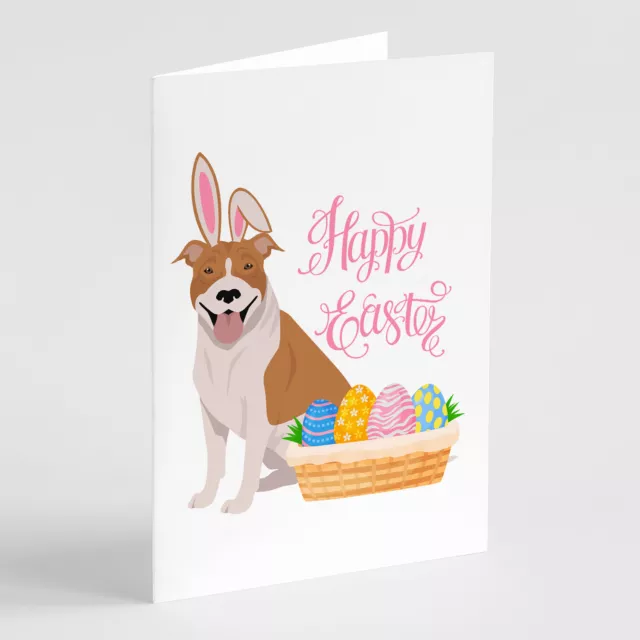 Pit Bull Terrier Red White Easter Greeting Cards Envelopes Pk 8 WDK4934GCA7P