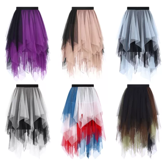 Women Skirts Tulle Tutu Dress Dancing Dancewear Ruffled Beachwear Lyrical Mesh