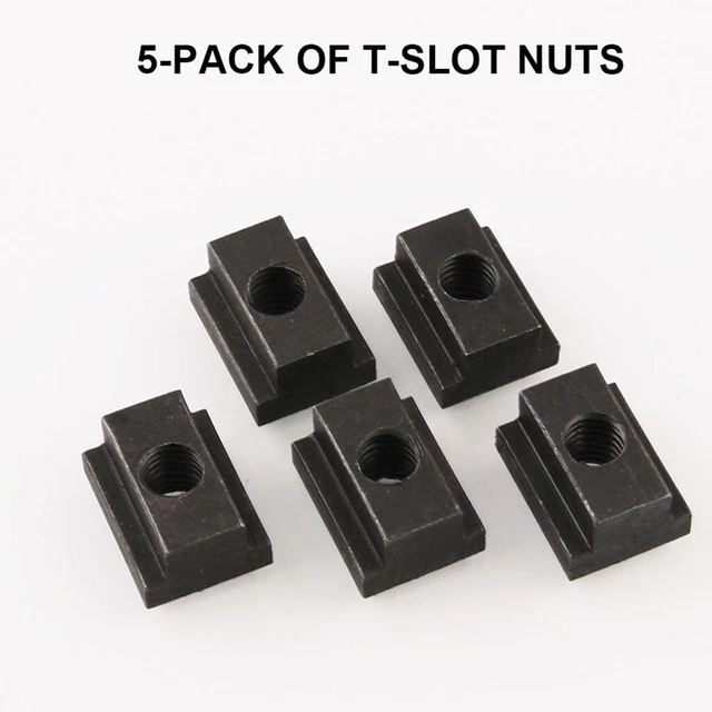 5PC Set T-Slot Nut Black Oxide Finish 3/8-16 Threads Table Slot 7/16
