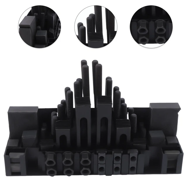 58PCS Clamping Nuts Kit T-Slot Step Block Set f/ Metal Milling/Drilling M12 14mm