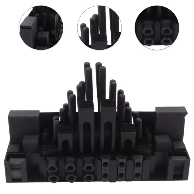 58PCS Metal Milling Machine Clamping Bolt M12 T Nut Hold Down Clamp Tool Set