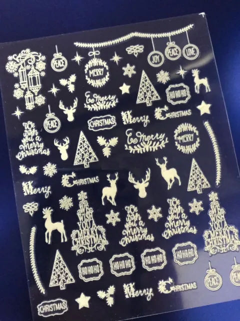 Christmas Nail Art DIY Stickers Decals Glow in the Dark Xmas Trees Baubles AU