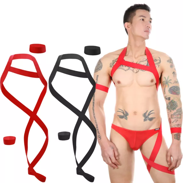 Men Chest Harness Halter Elastic Straps Full Body Harness Bondage Costume