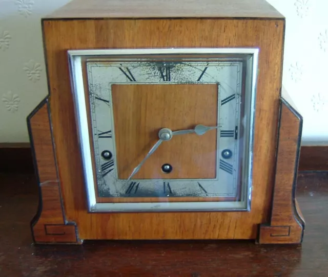Vintage Working Garrard chiming mantle clock , Art Deco
