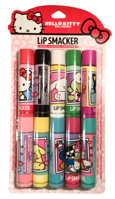 Hello Kitty & Friends-10Pc Flavored Lip Smackers- New & NRFP Lip Balm Party Pack