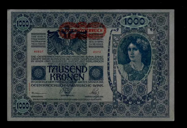 Austria ( 1 ) Bank Note Nd(1919)-Old Date 2.1.1902  P 60 About Uncirculated