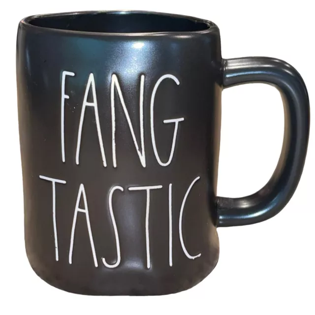 Rae Dunn Fangtastic Mug Black Inner Halloween Fang Vampire Gothic Coffee Cup NWT