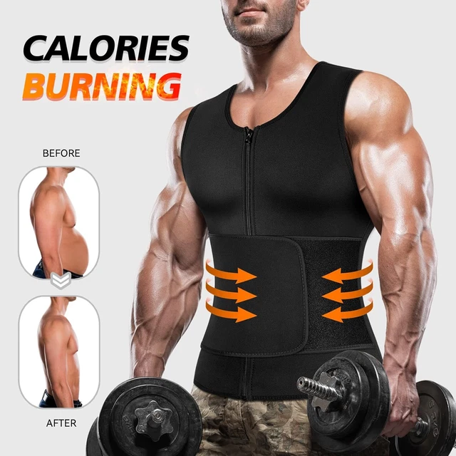 MEN'S WAIST TRAINER Sauna Suit Shirt, Gym & Exercise Compression Vest