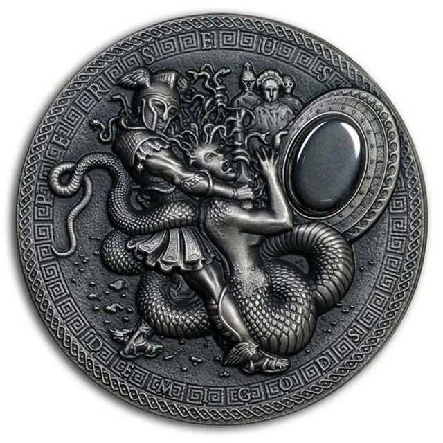 2018 Niue 2 oz Antique Silver Demigods Perseus Ultra High Relief