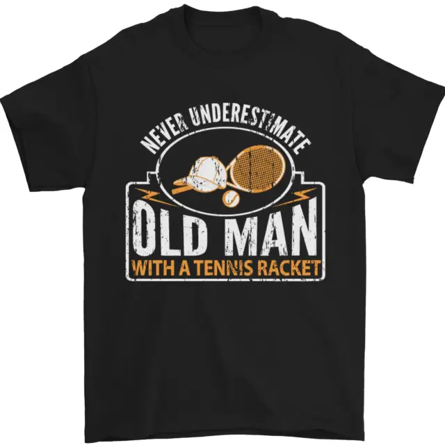 Un Vecchio Uomo Tennis Racchetta Player Uomo T-Shirt 100% Cotone