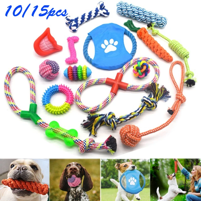 15/10x Set Hunde Spielzeug aus Seil Kauspielzeug Pet Dog Toy Hund Welpen Kauen