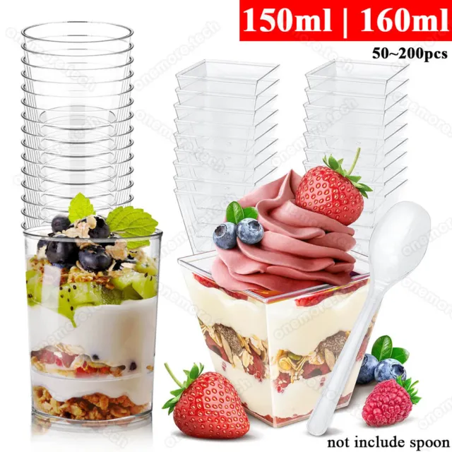 Upto 200 Clear Mousse Cake Dessert Cups Party Wine Jelly Tumbler Pudding