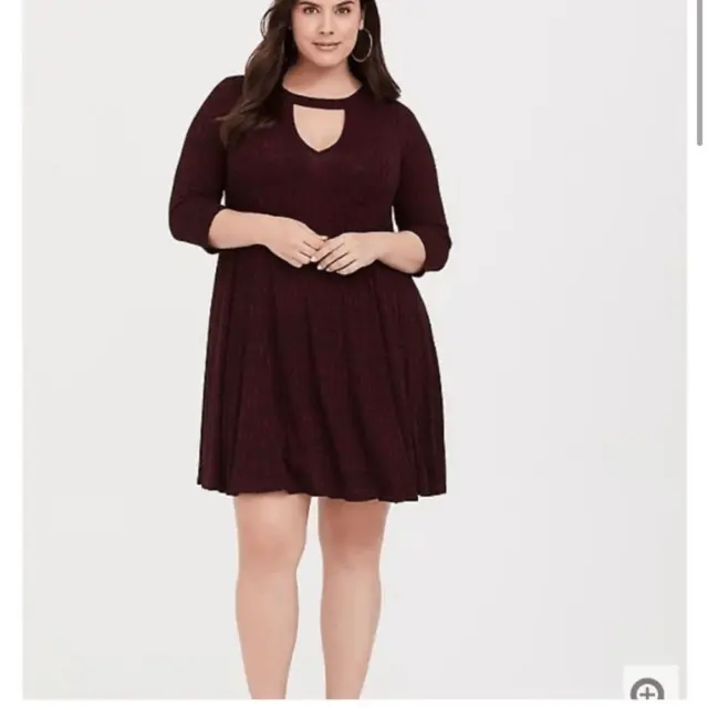 Torrid plus size 5X maroon rib knit dress