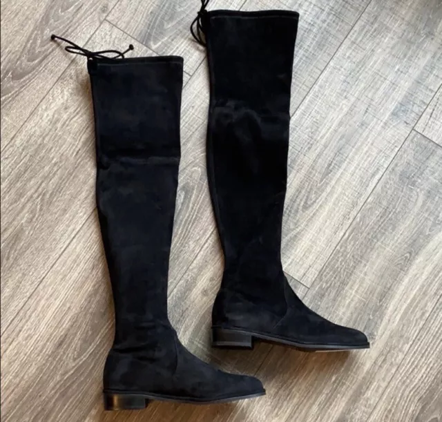 Stuart Weitzman Lowland Over The Knee Boots Black Suede Size 6