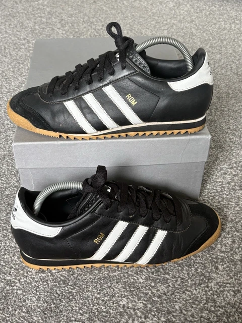 ADIDAS ROM UK8 Rare 2011 Black Leather Trainers Mens Used City