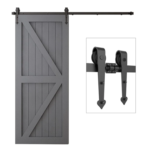 4-20FT Sliding Barn Door Hardware Track Bracket Kit for Single/Double Wood Door