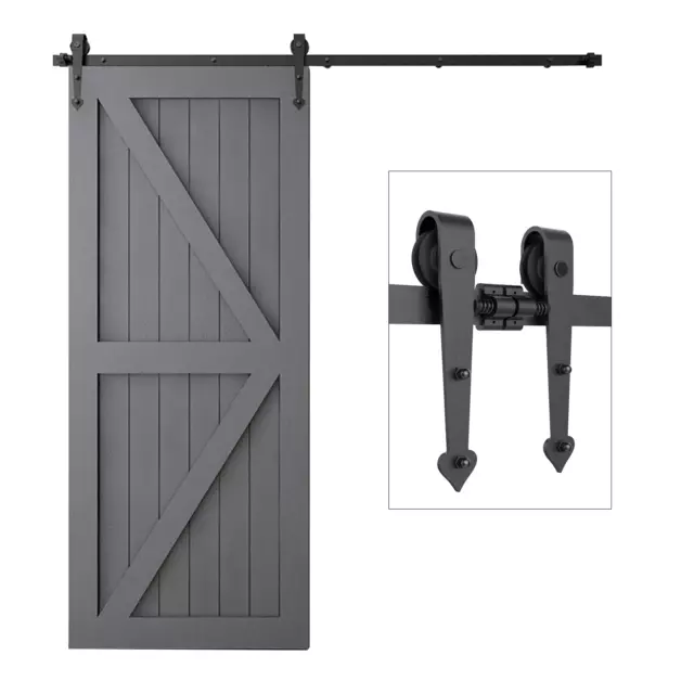 6.6FT/78”  Sliding Barn Door Hardware Track Bracket Kit for Single Wooden Door