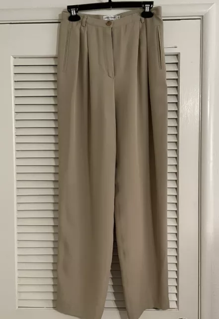 Giorgio Armani Le Collezioni Tan High Waisted Pleated Pants