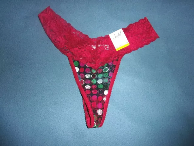 Jezebel  Size M Semi Sheer Multi-Color Polka Dot Thong 90823P MSRP $18