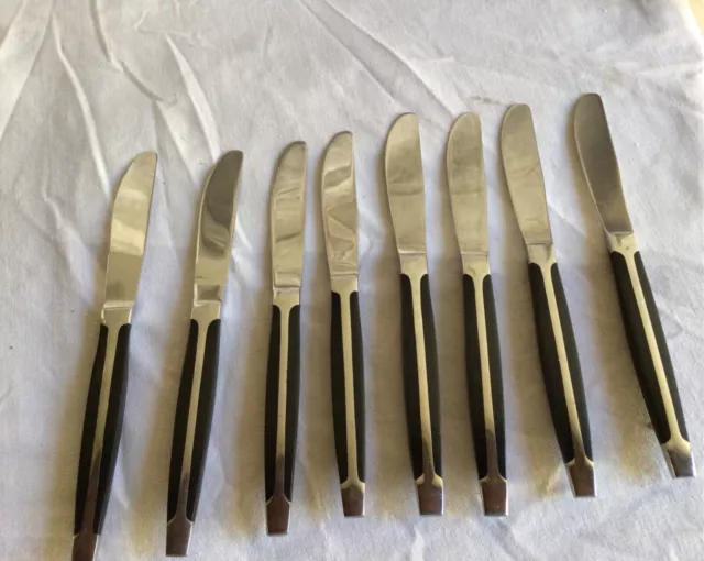 Vintage 1960’s  Cosmos -Black 4 Butter Knives & 4 Dinner Knives Made In Japan