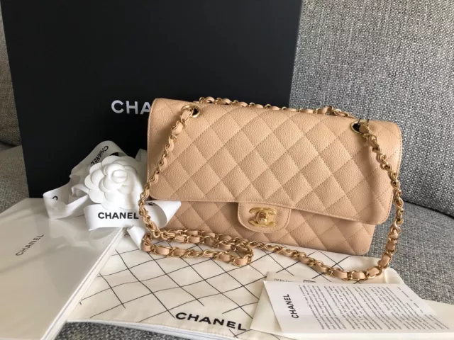 NEW W/ TAG CHANEL 22C Beige GHW Caviar Quilted Medium Double Flap with  Receipt $10,888.00 - PicClick