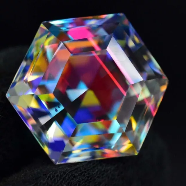Brazilian Hexagonal Cut Rainbow Color 50.00 Ct Mystic Quartz Natural Gemstone