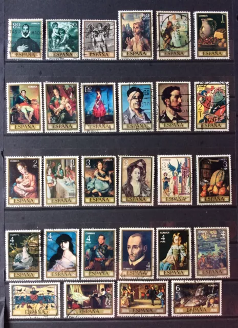 Lote De Sellos , ESPAÑA , PINTURAS FAMOSAS , 60 Diferentes , Usados