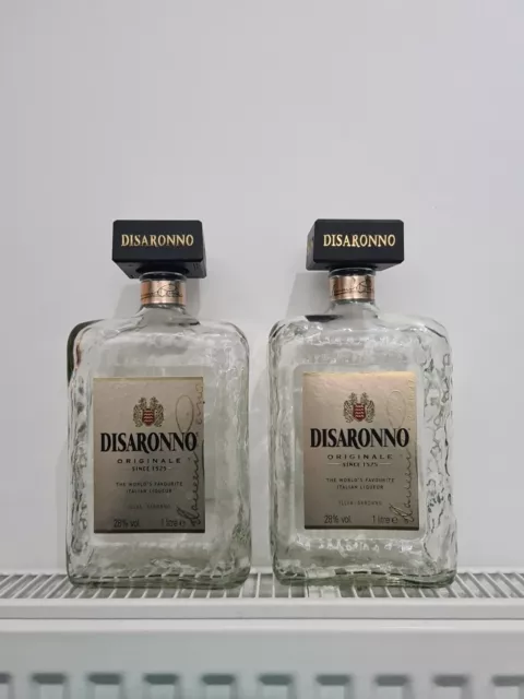 2 X Empty Disaronno Originale Bottle 1 Litre