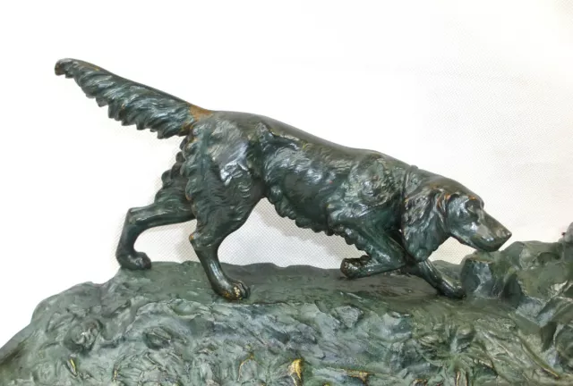 Wien Bronze Schreibgarnitur um 1900 Jagdhund Tintenfass