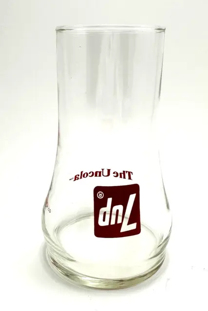 Vintage Unique 7up Red Painted Logo Upside Down Shaped  Inverted 6 Inch Glass