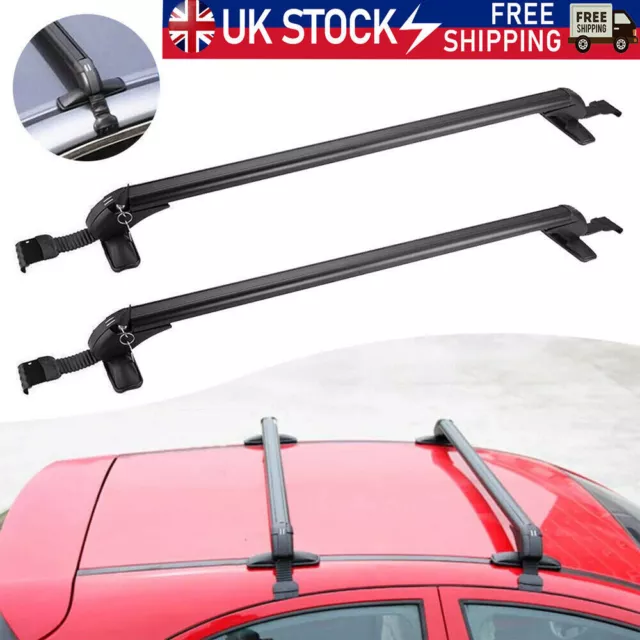 Universal Lockable Aluminium 105CM Car Roof Rack Bars No Rail Anti-Theft Carrier