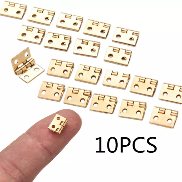 10pcs Mini Brass Hinge For Small Craft Door Box Accessories Gold 8 X 10mm UK