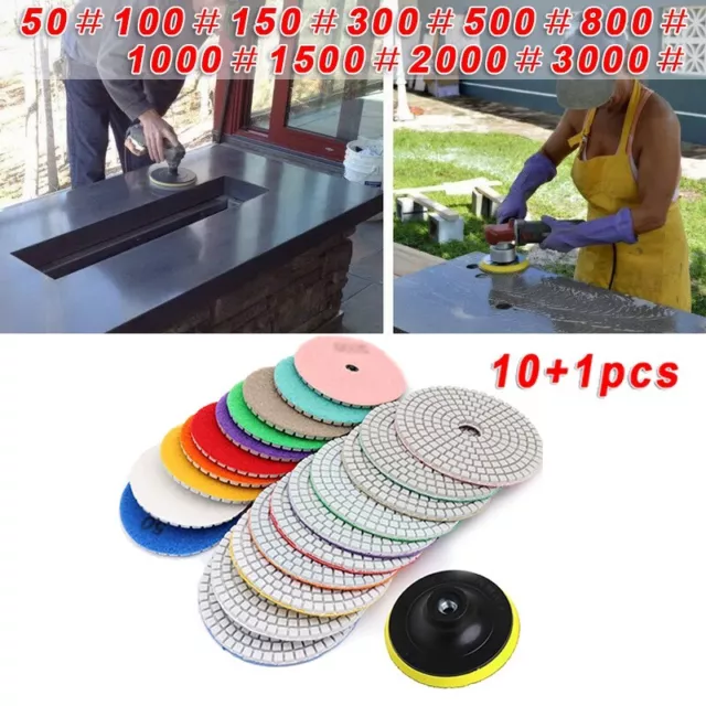 Set of 10 Diamond Polishing Pads for Granite & Marble 3 Stone Sanding Discs