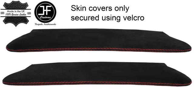 Red Stitch 2X Sun Visors Real Suede Covers Fits Dodge Viper 03-10 Style 2