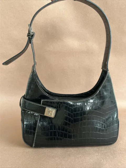 Vintage Apt. 9 Black Croc Alligator Handbag Purse Y2K Retro Shoulder Bag