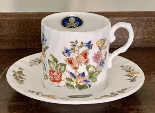 Aynsley Cottage Garden Demitasse Cup & Saucer England Bone china