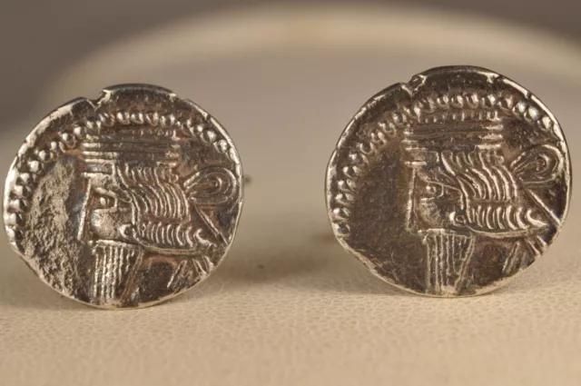 Paire Boutons Manchette Ancien Argent Massif Antique Solid Silver Cufflinks