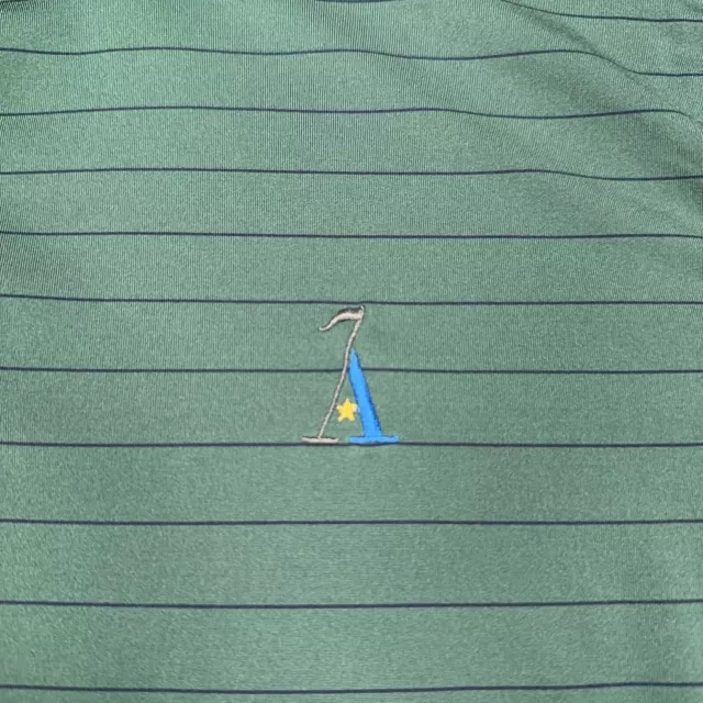 ALOTIAN CLUB POLO Shirt Mens Large Green Golf Striped Fairway Greene ...