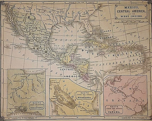 Old Antique 1860 H. COWPERTHWAIT Map ~ MEXICO - CENTRAL AMERICA - WEST INDIES