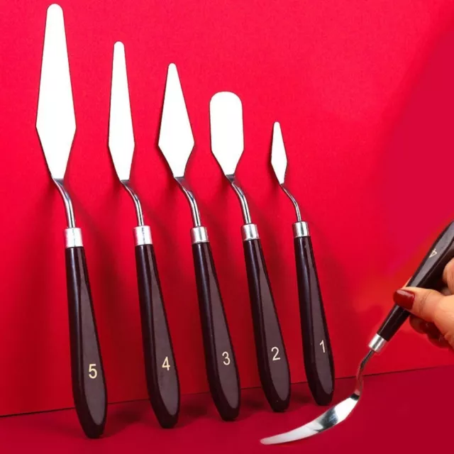 5pcs Metal Knives Oil Painting Knives Wood Handle Palette Knife   Artist Crafts
