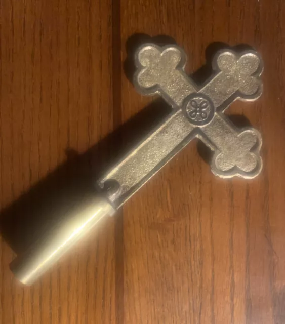 Vintage Detailed Brass Christian Cross Flag Topper / Flag Finial 8.25” X 4.50”